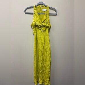 Zara Bright Yelllow Textured Open Back Sleeveless Maxi Dress Sz S Small